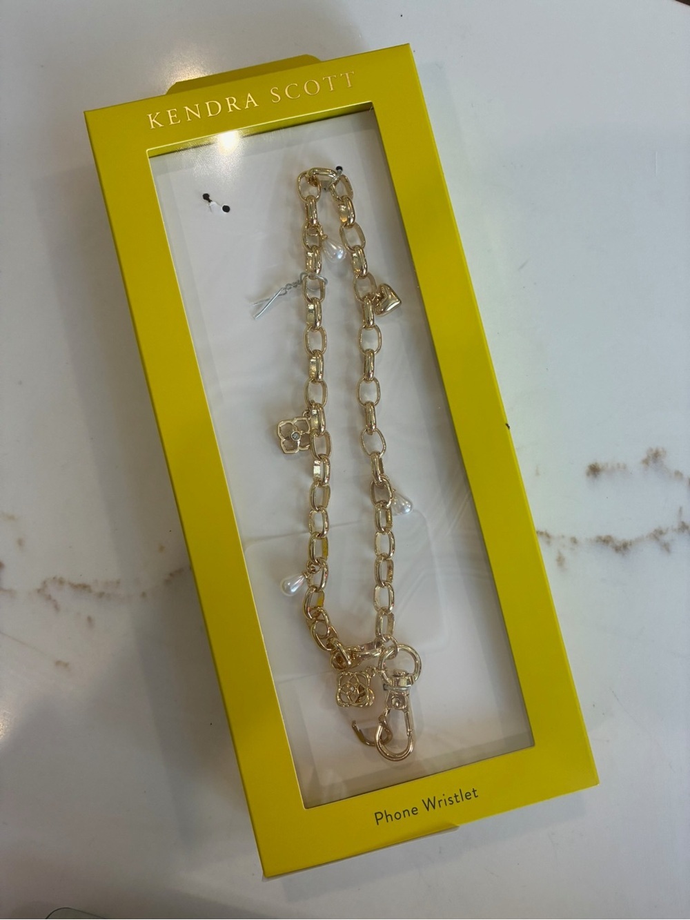 Kendra Scott Gold Charm Phone Wristlet with Pearl Accents